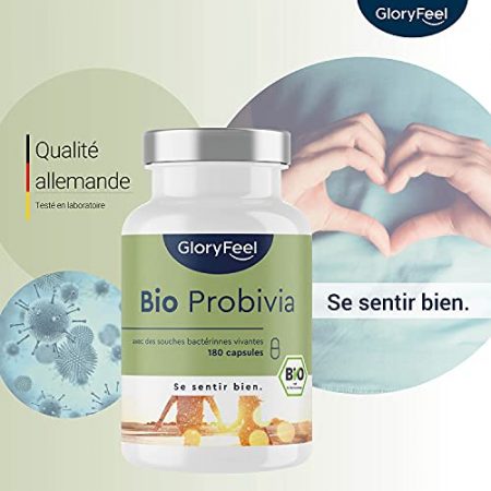 Bio Probivia Ferments Lactiques avec de lInuline organique 180 Gelules Gastro Resistantes Vegan 20 Milliards dUFC par jour Complement alimentaire 0 3