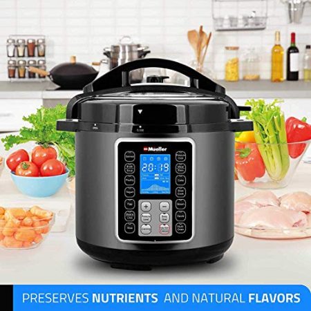 Mueller 6 Quart Pressure Cooker 10 in 1 Cook 2 Dishes at Once Tempered Glass Lid incl Saute Slow Cooker Rice Cooker Yogurt Maker and Much More 0 1