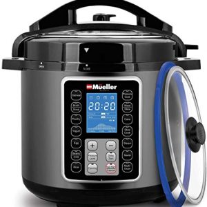 Mueller 6 Quart Pressure Cooker 10 in 1 Cook 2 Dishes at Once Tempered Glass Lid incl Saute Slow Cooker Rice Cooker Yogurt Maker and Much More 0