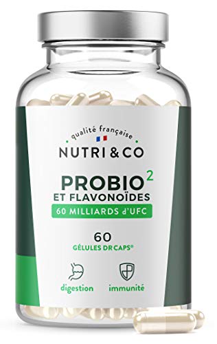 Probio Ferments Lactiques 60 Milliards dUFCjour 9 Souches Bio actives dont 3 Lactobacillus Brevetees pour la Flore Intestinale 60 Gelules Resistantes aux Enzymes Digestives Vegan NutriCo 0