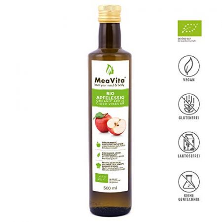 Vinaigre de cidre de pomme biologique MeaVita naturellement trouble et non filtre avec des noix de vinaigre paquet de 2 2 x 500 ml 0 2