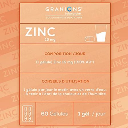 Granions Laboratoire Zinc 15mg Gelules Defenses Immunitaires Antioxydant 60 Portions 0 3