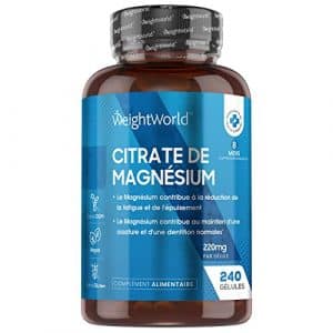 Magnesium Citrate 740mg 240 Gelules Vegan 8 mois Contient 220 mg de Magnesium Elementaire Hautement Biodisponible Sport et Fitness Contribue a la Reduction de la Fatigue et de lEpuisement 0